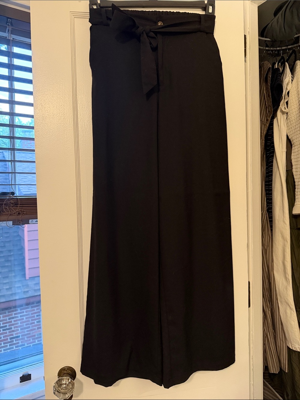 Black Tie-Waist Pants